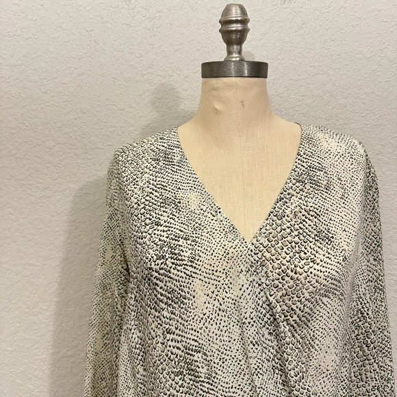 RAILS Hillary Snakeskin-Print Surplice Top Faux Wrap in Cream - Picture 3 of 13